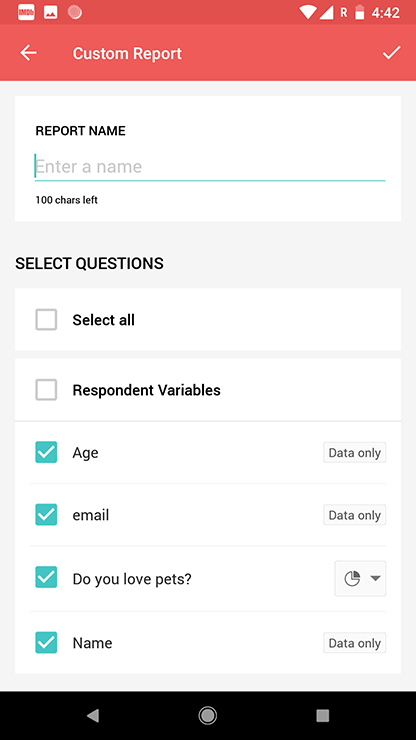 Zoho Survey android app create custom reports