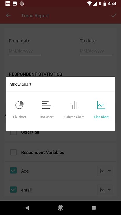 Survey android app trend report charts