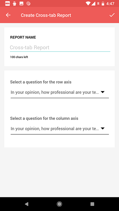 Survey android app create cross-tab report