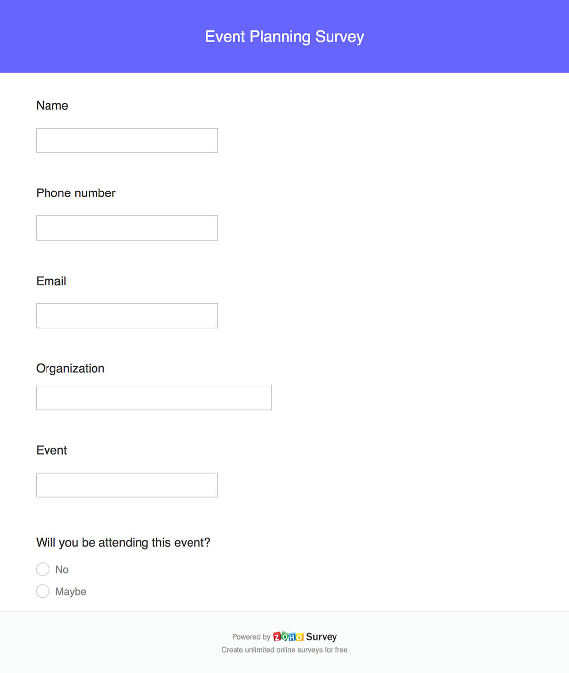 event planning survey questionnaire template