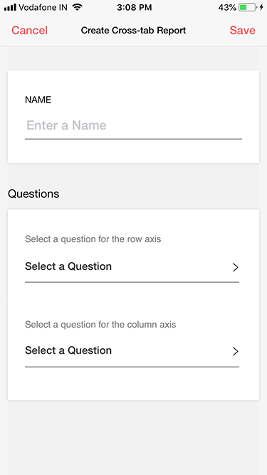 Survey iOS app create custom-tab report