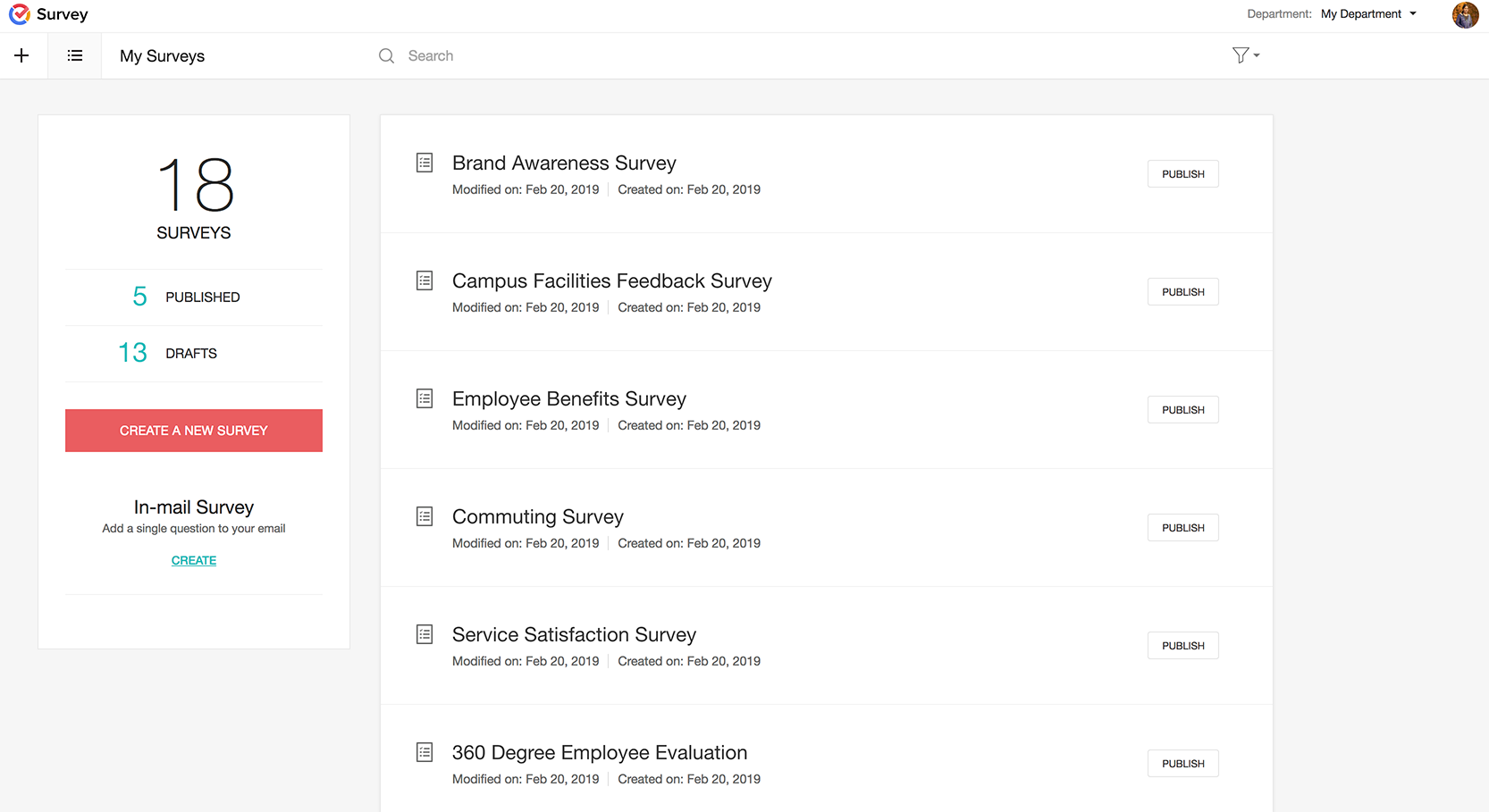 Minhas pesquisas no Zoho Survey