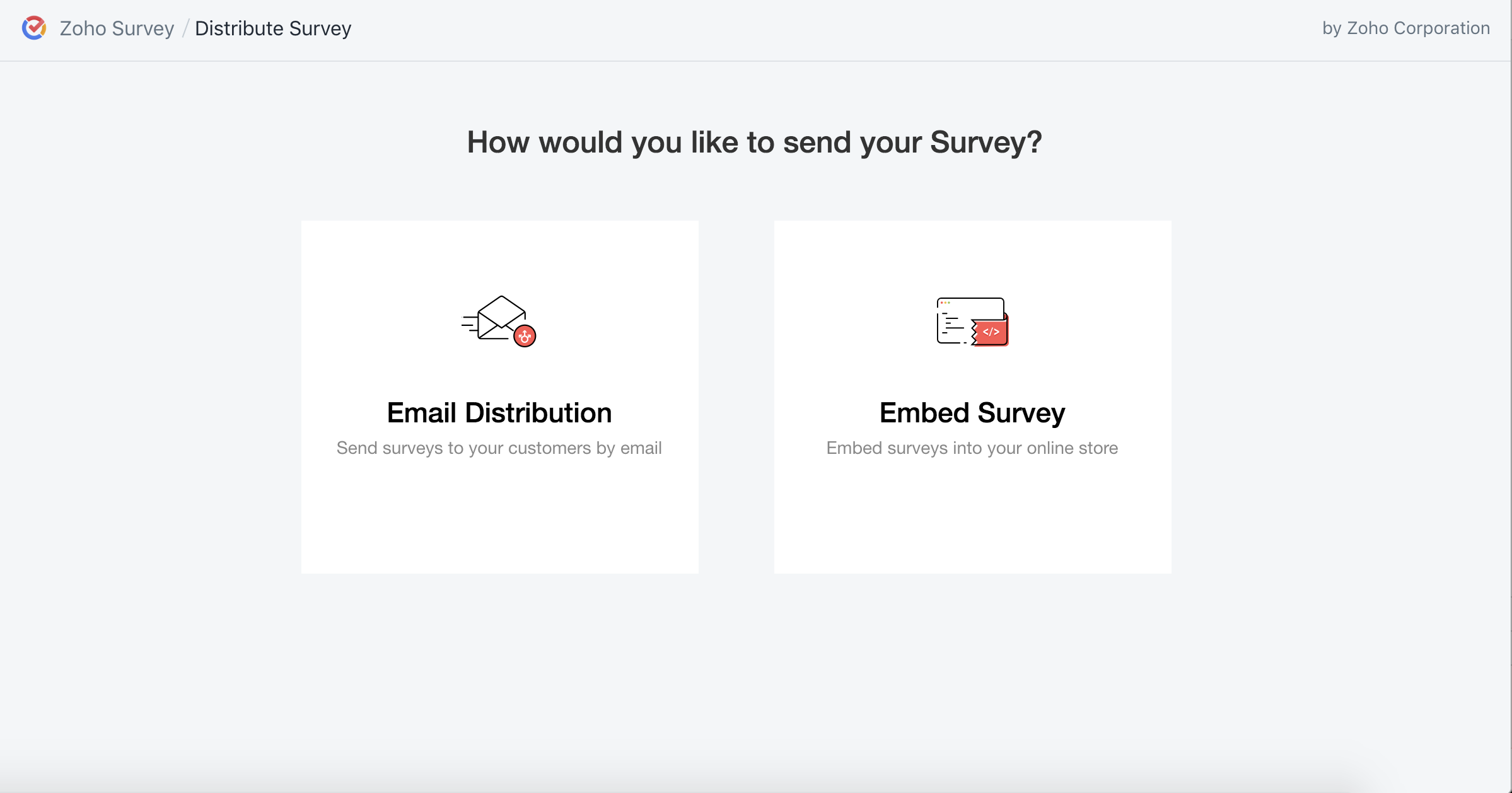Zoho Survey Shopify distribute survey