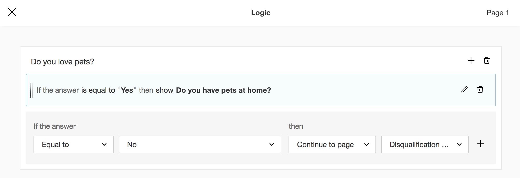 Survey disqualification logic
