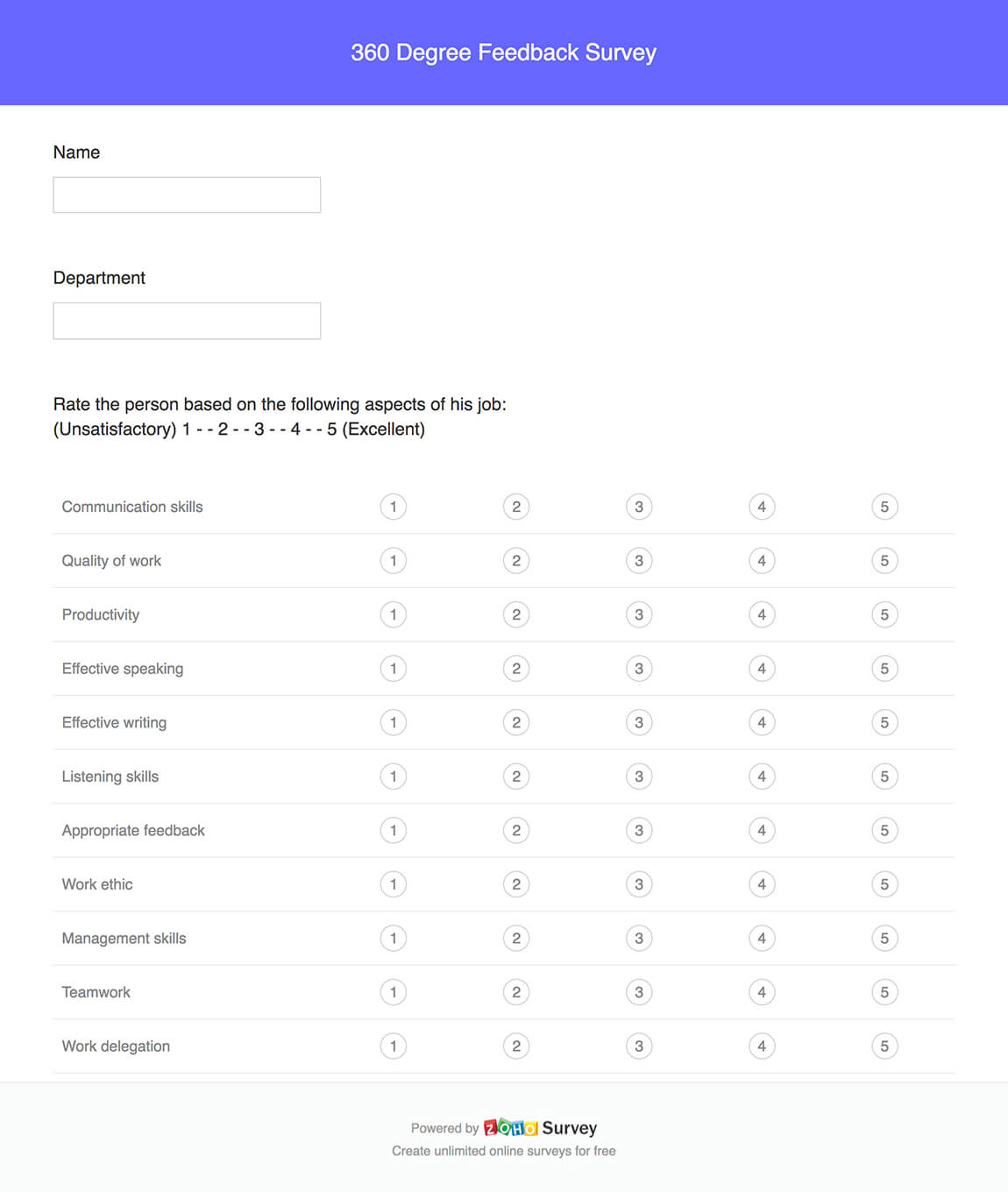 360 Degree Feedback Survey Tool With Expert made Questions