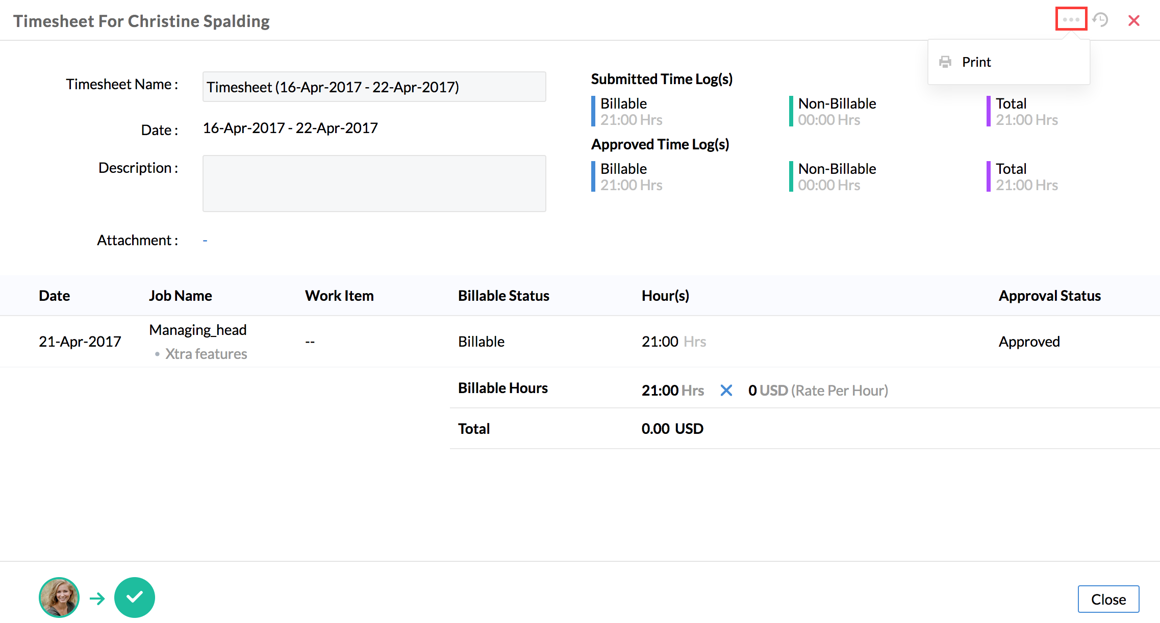 timesheets zoho people