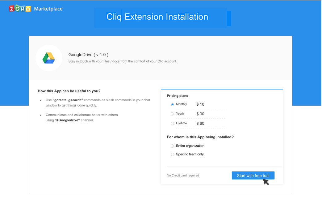 Extension Trial Cliq