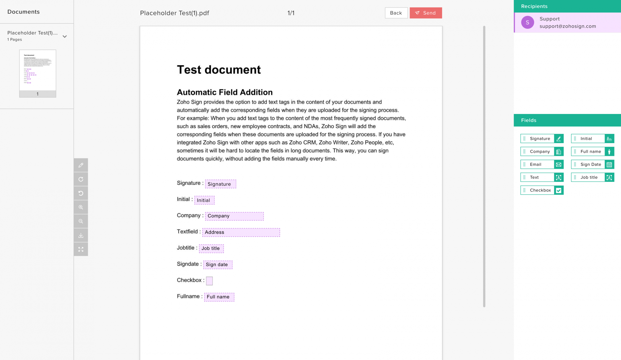 Adicionando campos automaticamente ao documento