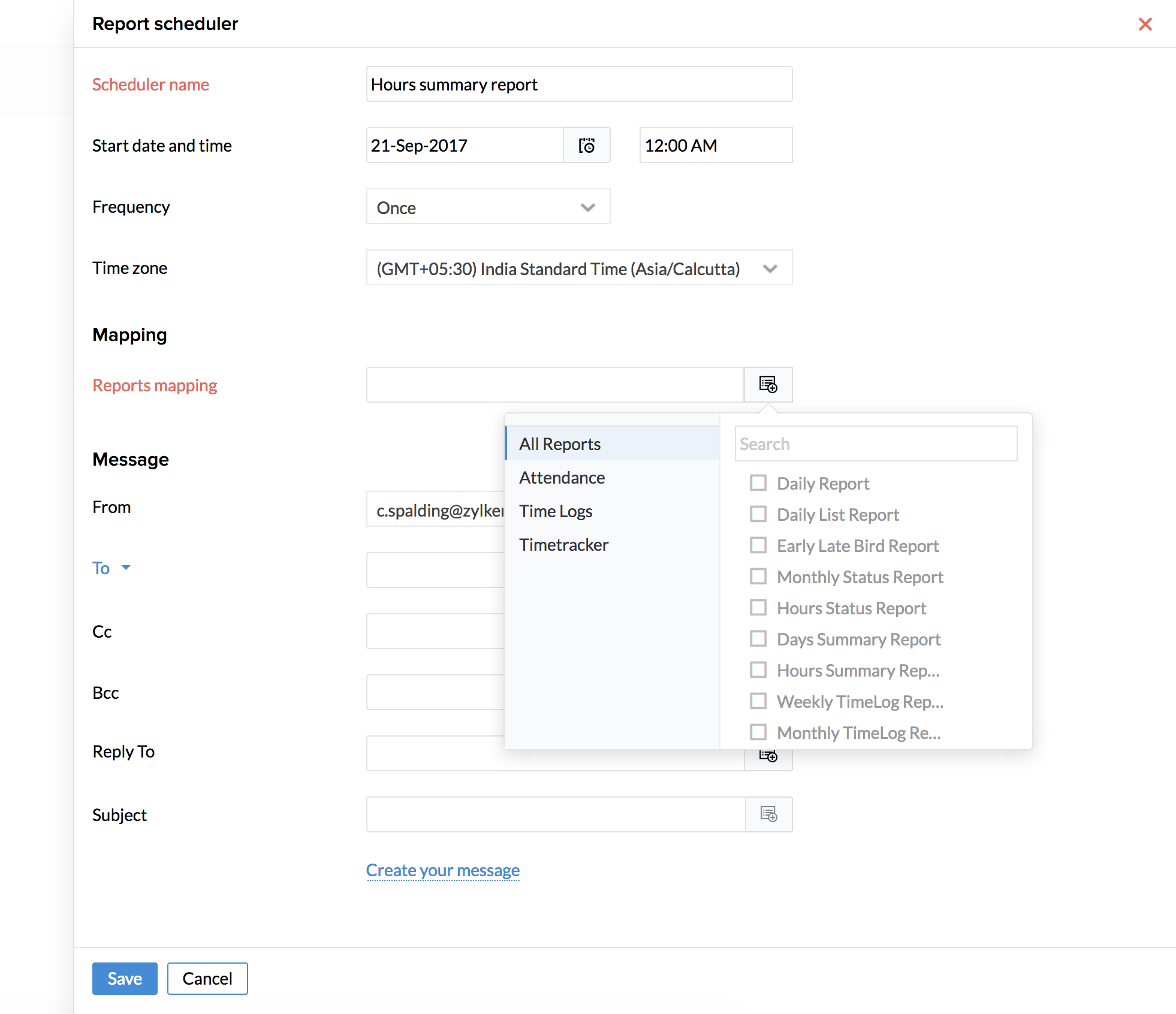 Automation In Report Scheduler Zoho People