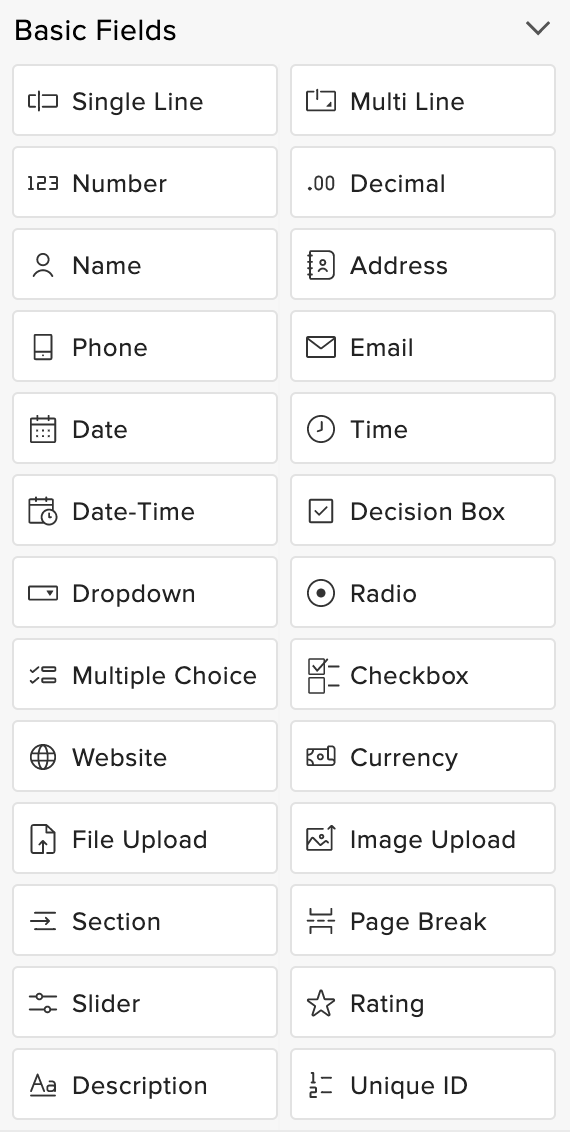 Field Types | Zoho Forms - User Guide