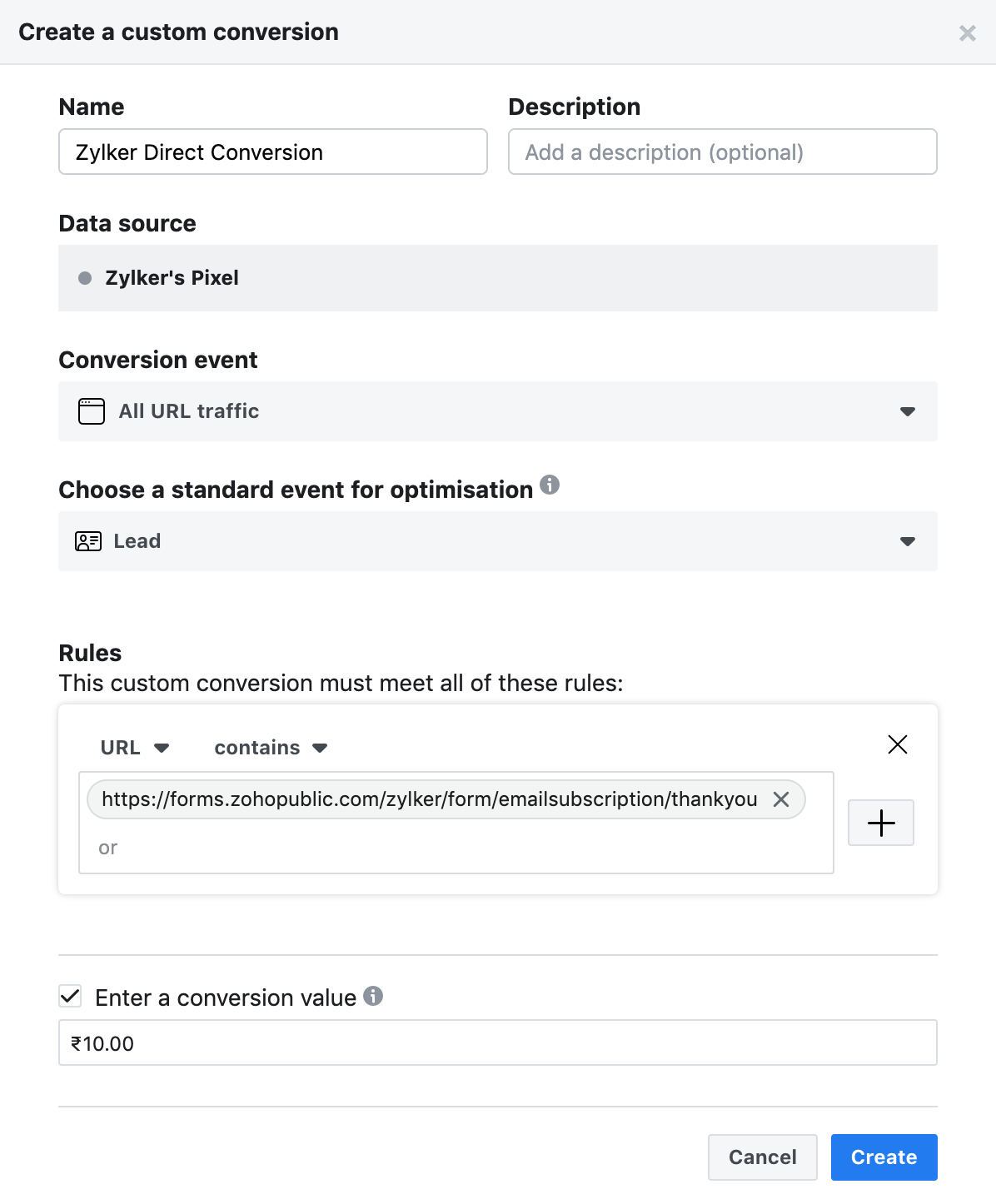 Create a custom conversion