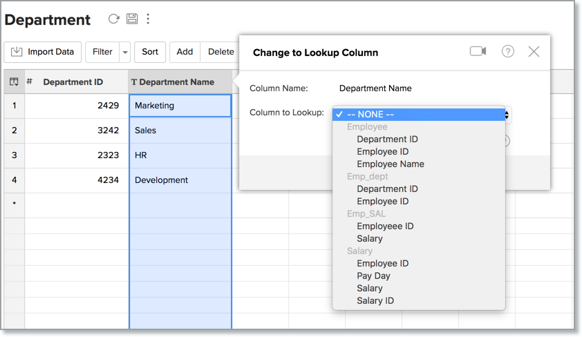 Working with Tables l Zoho Analytics Help
