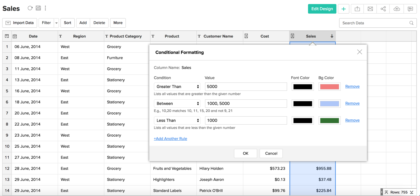 Working with Tables l Zoho Analytics Help