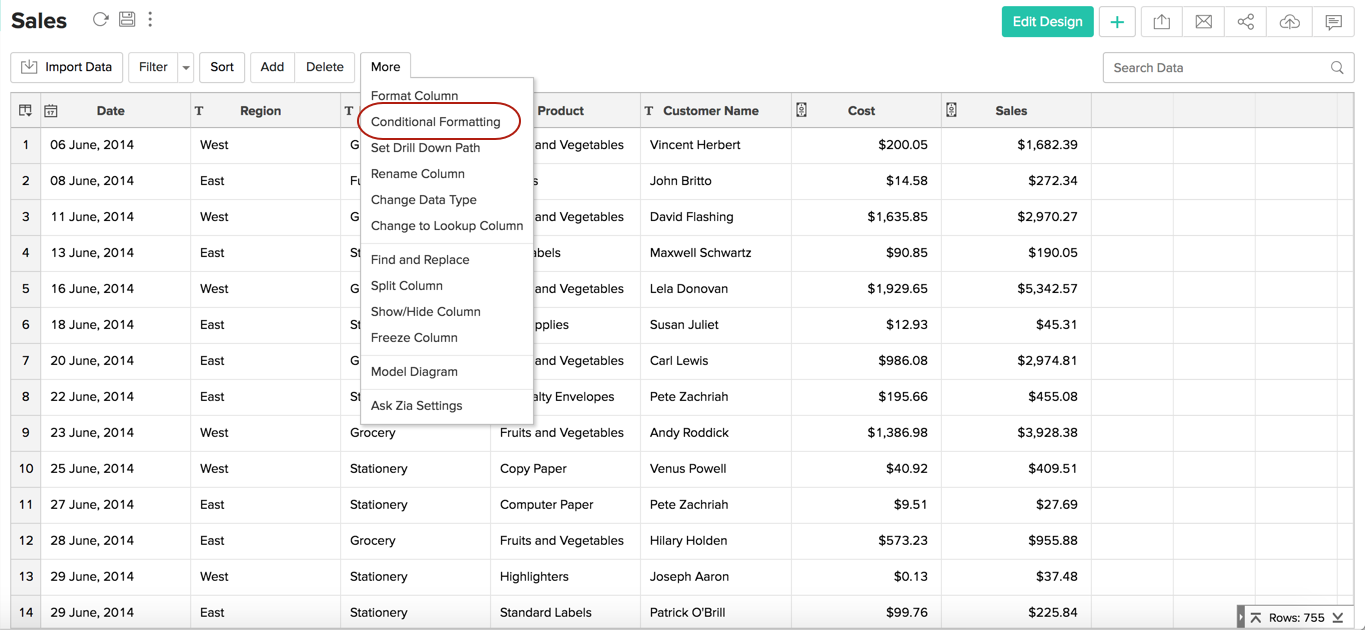 Working with Tables l Zoho Analytics Help