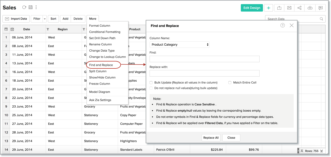 Working with Tables l Zoho Analytics Help