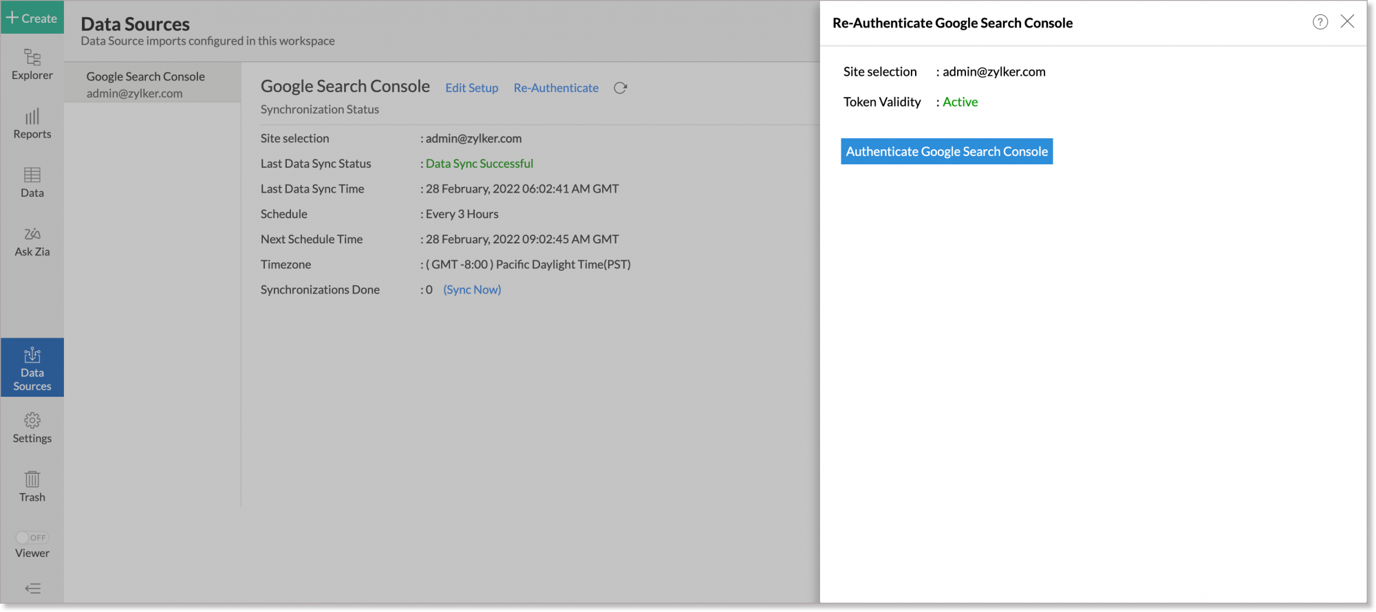 Google Search Console l Zoho Analytics Help