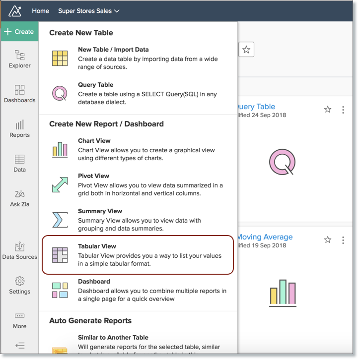 tabular view tabular view