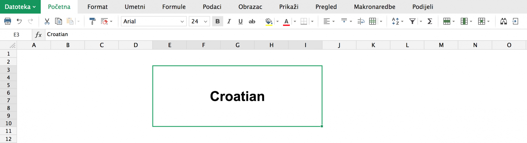 Zoho Sheet tiếng Croatia