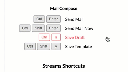 Editing keyboard shortcuts in Zoho Mail