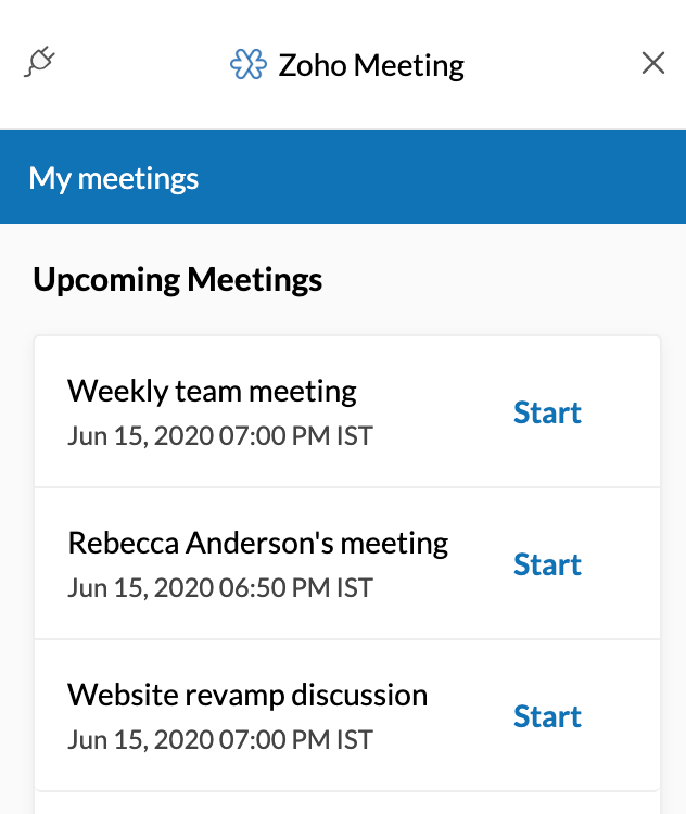 Zoho Mail - Zoho Meeting integration