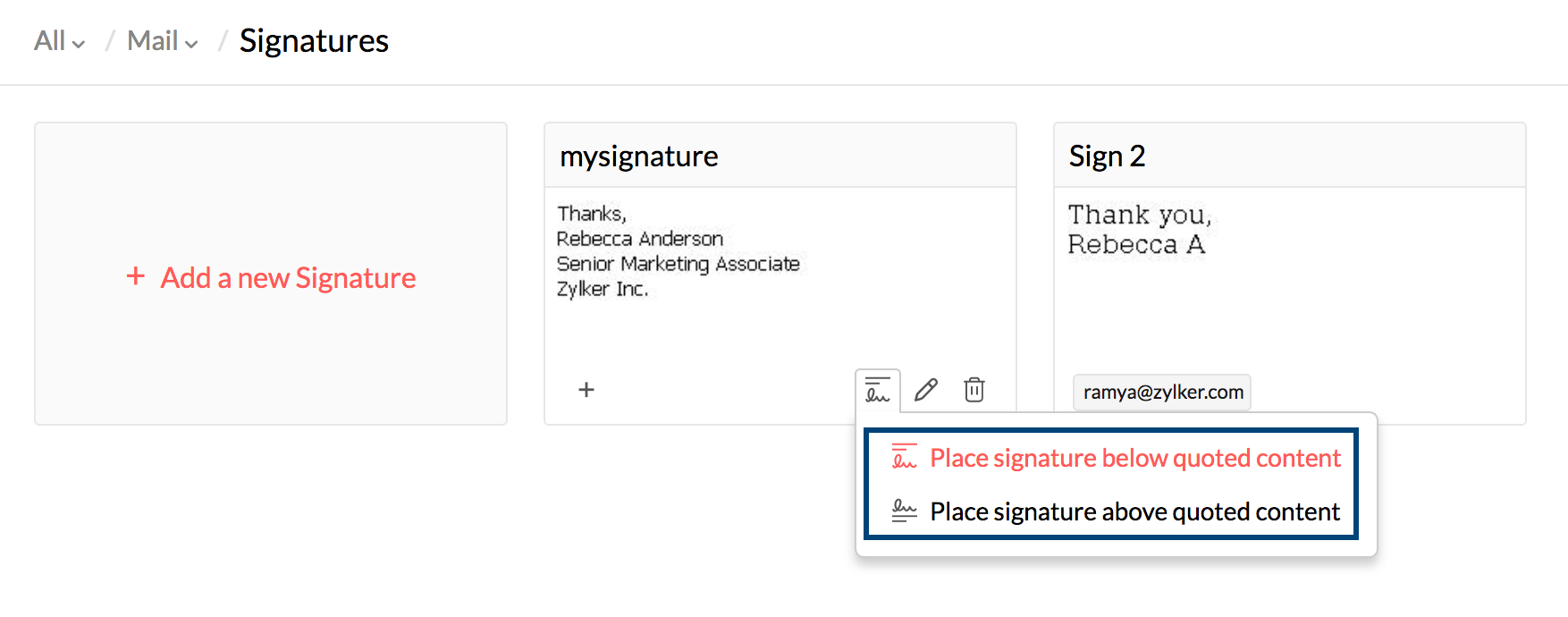 Create A Signature For Your Email Zoho Mail