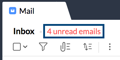 Number of unread emails in Zoho Mail