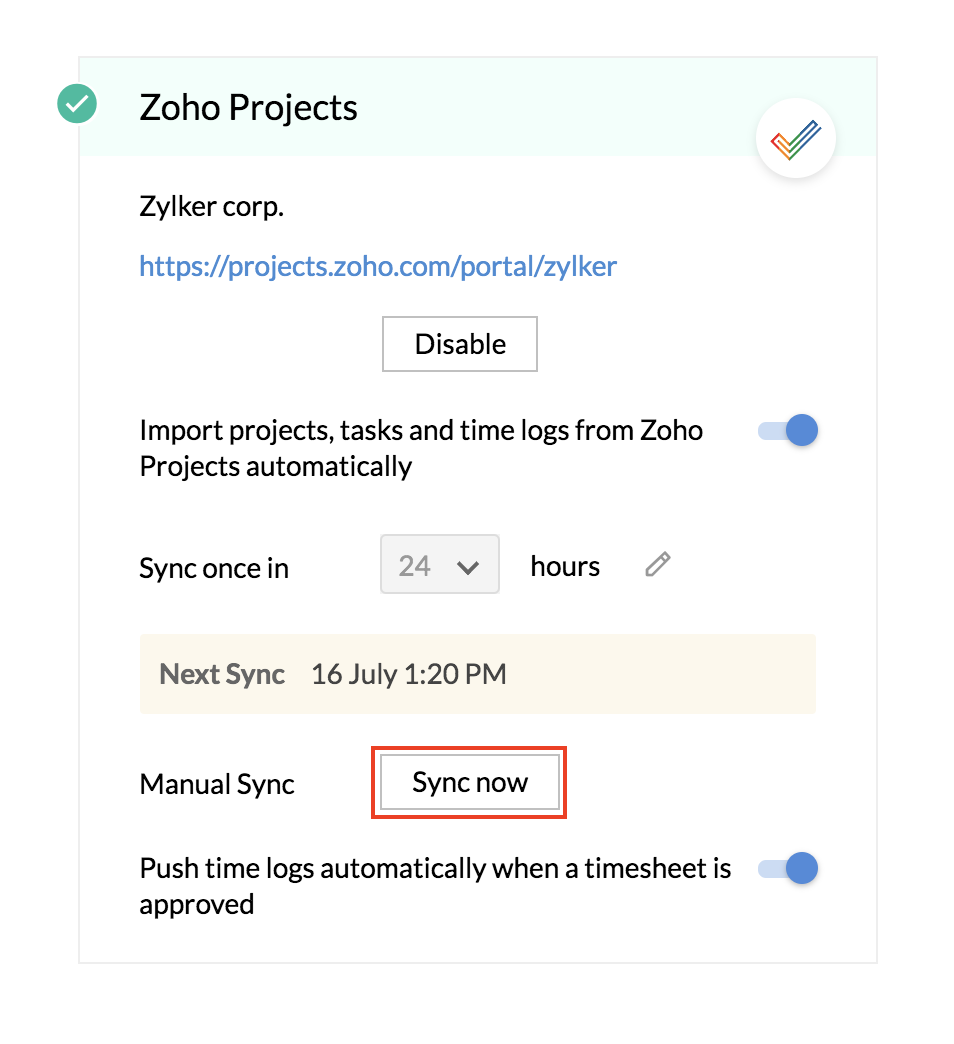 zoho projects tasks widget