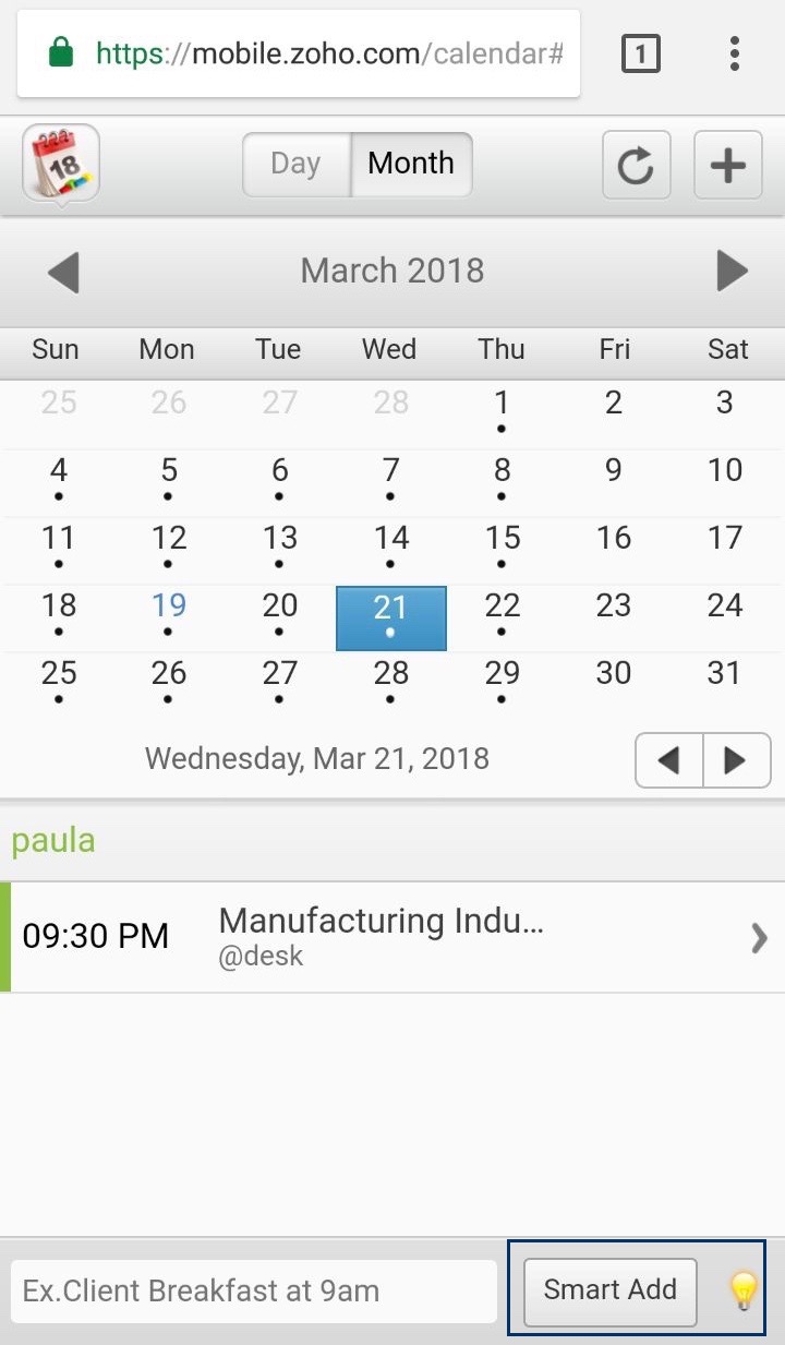 Access your Zoho Calendar from your Mobile