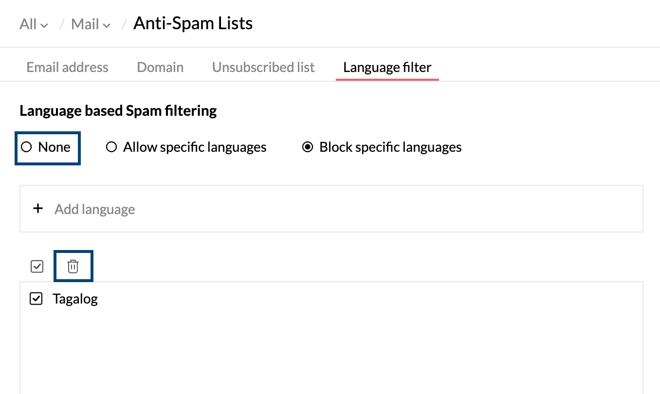 Language-based spam filter for your emails