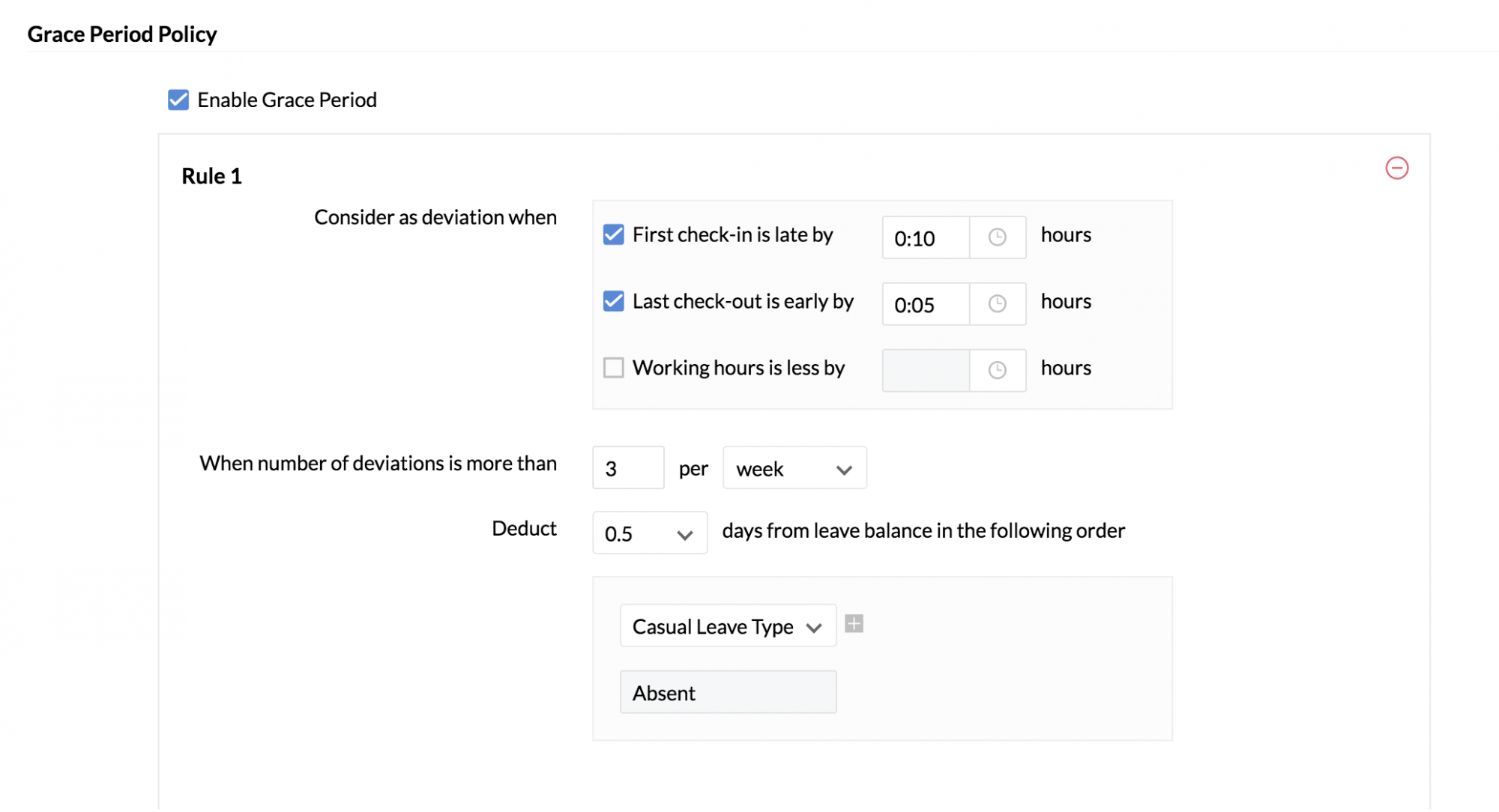 User/ Shift Specific Settings