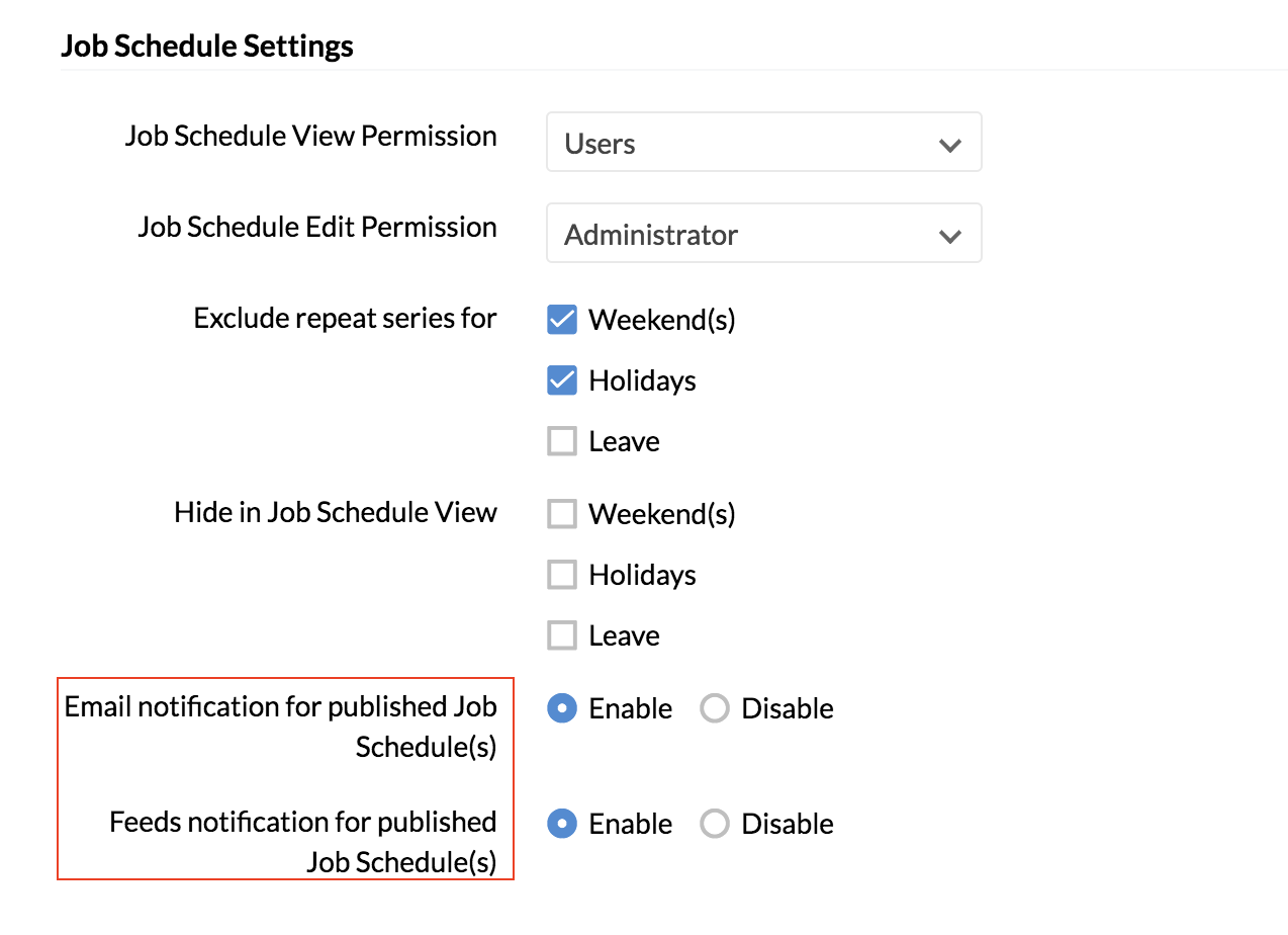 job schedule in timesheet