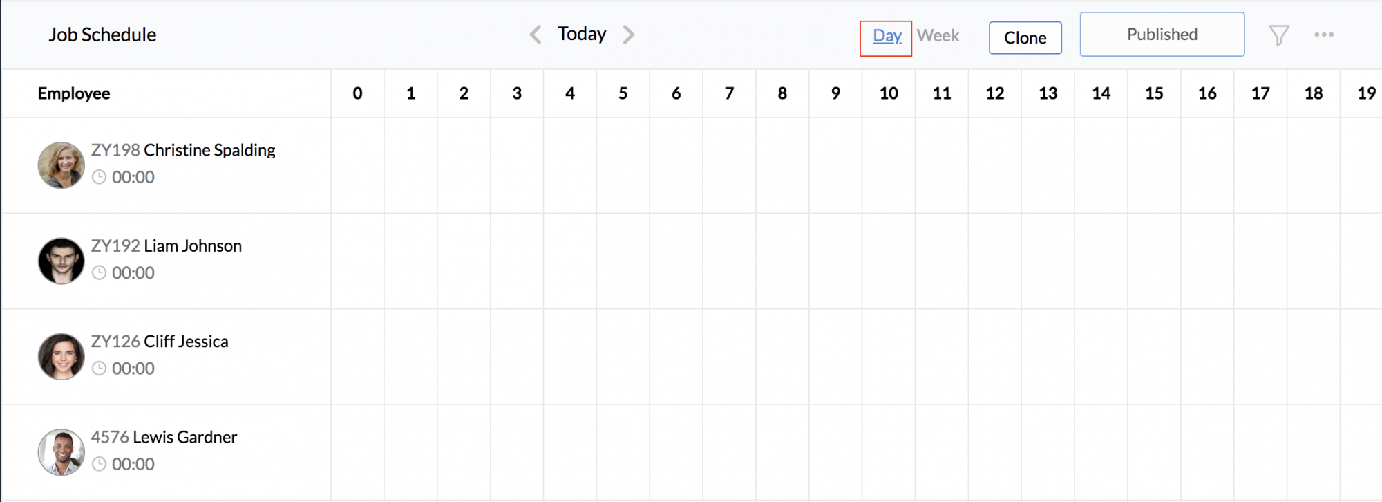 job schedule in timesheet