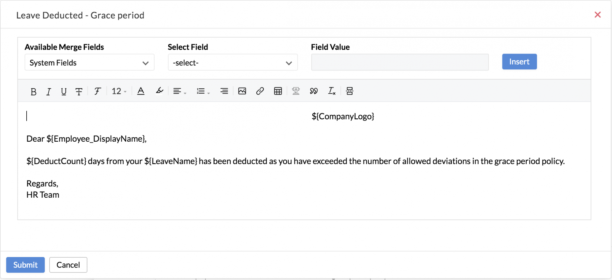 User/ Shift Specific Settings