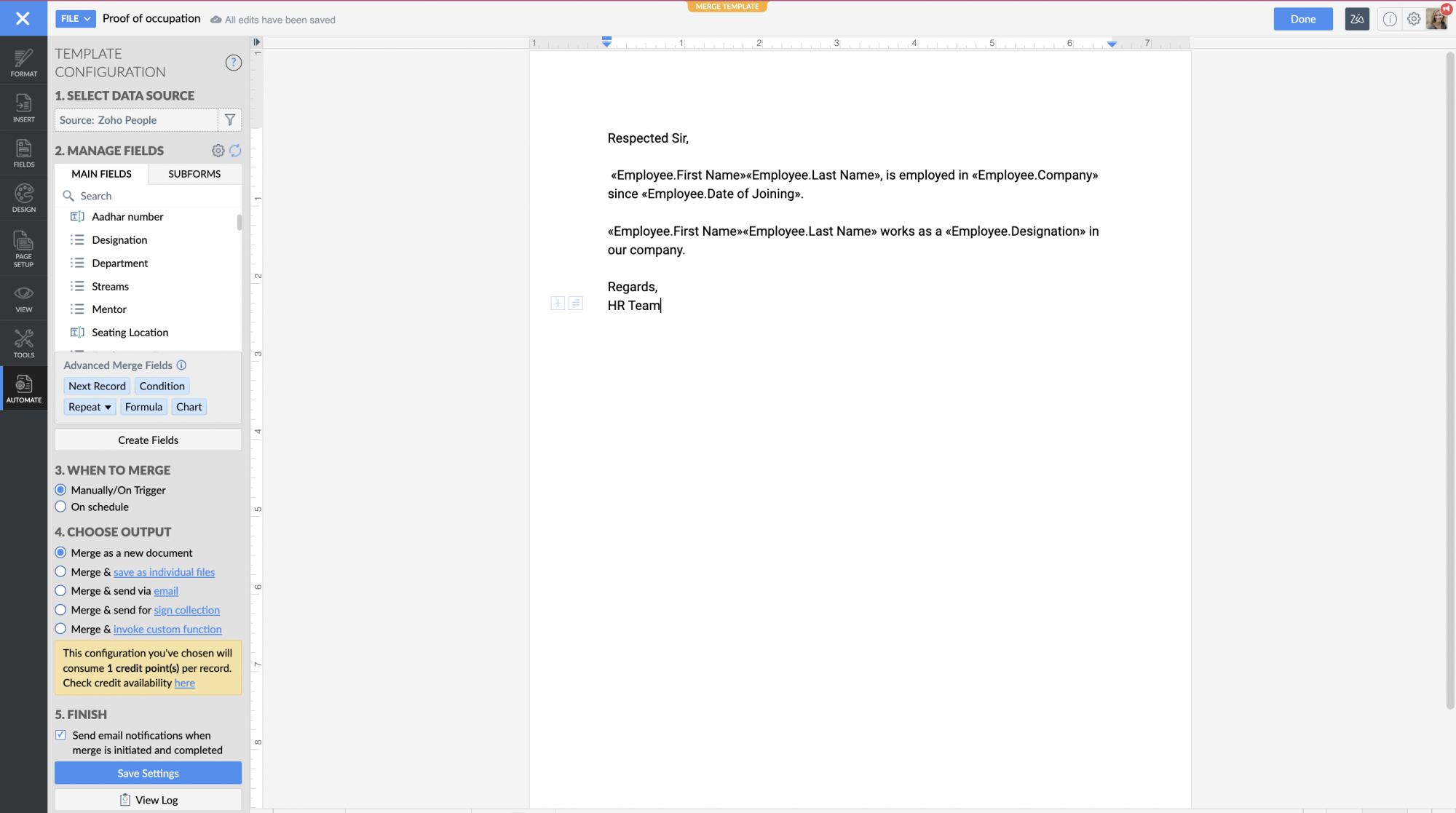 Mail Merge templates I Zoho People Mail Merge templates I Zoho People