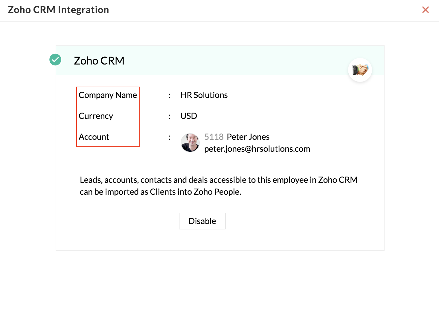 Zoho People integration with Zoho CRM
