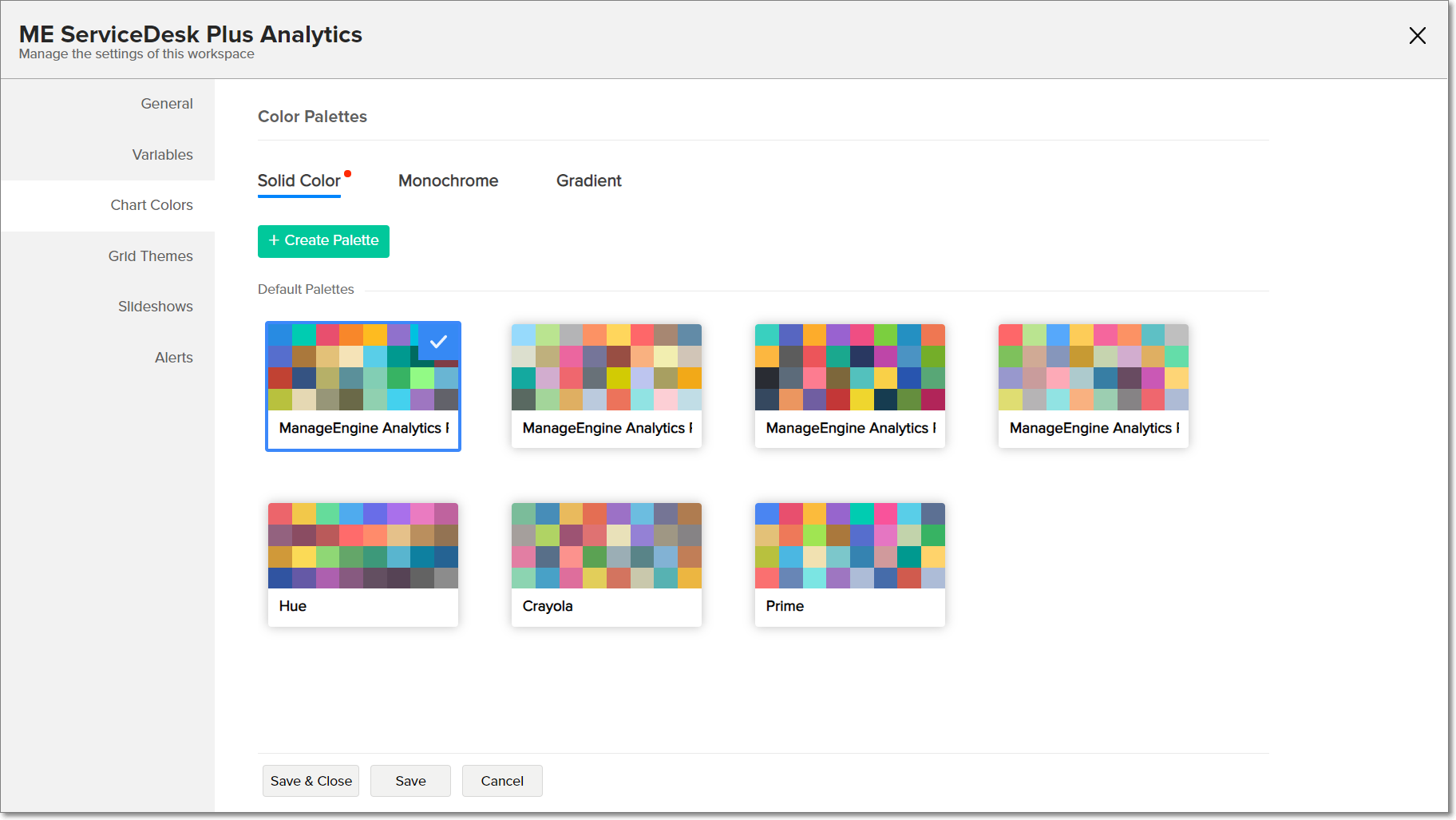 Color Chart Palette