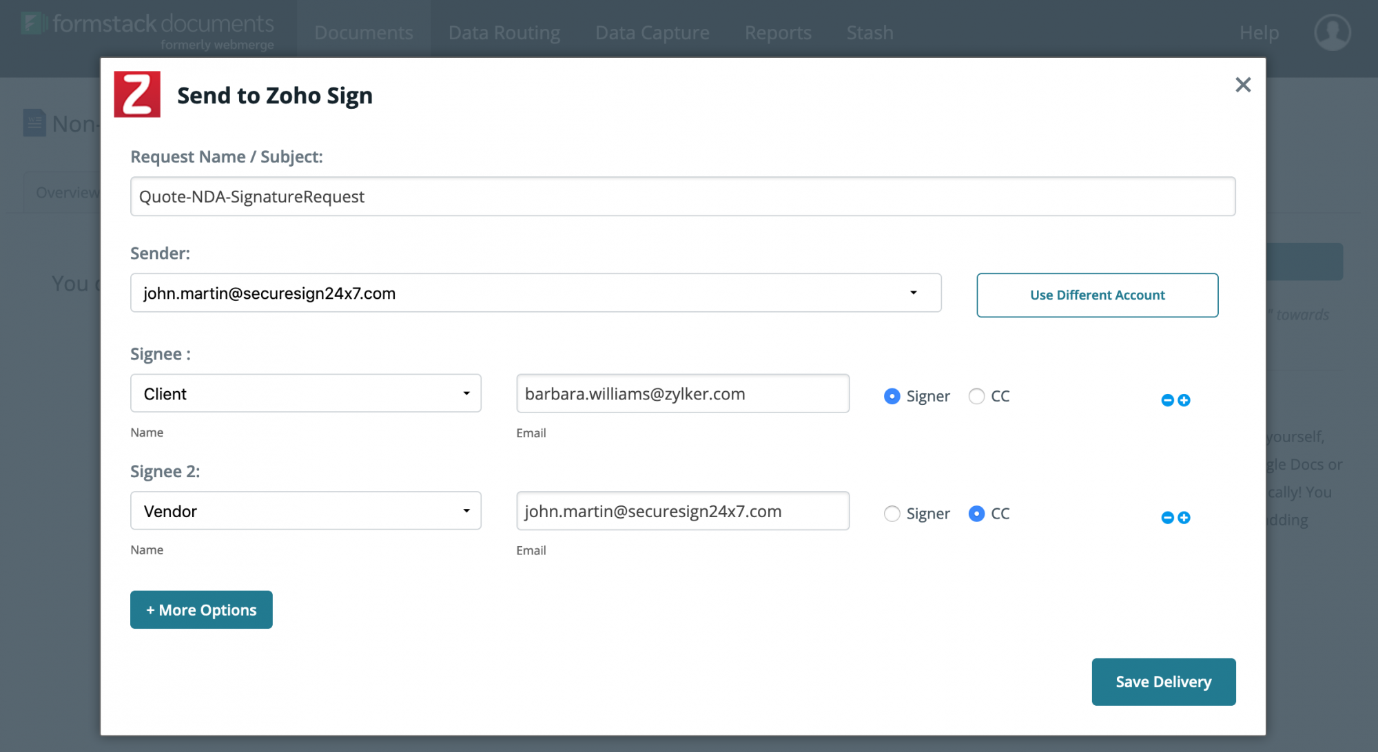 Zoho Sign integration with Formstack Documents Document Automation