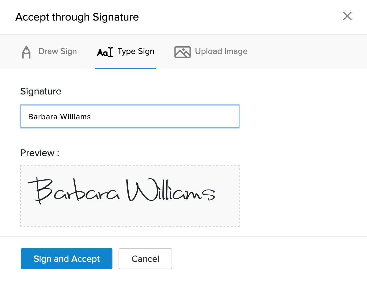 Zoho Sign integration for Zoho Invoice