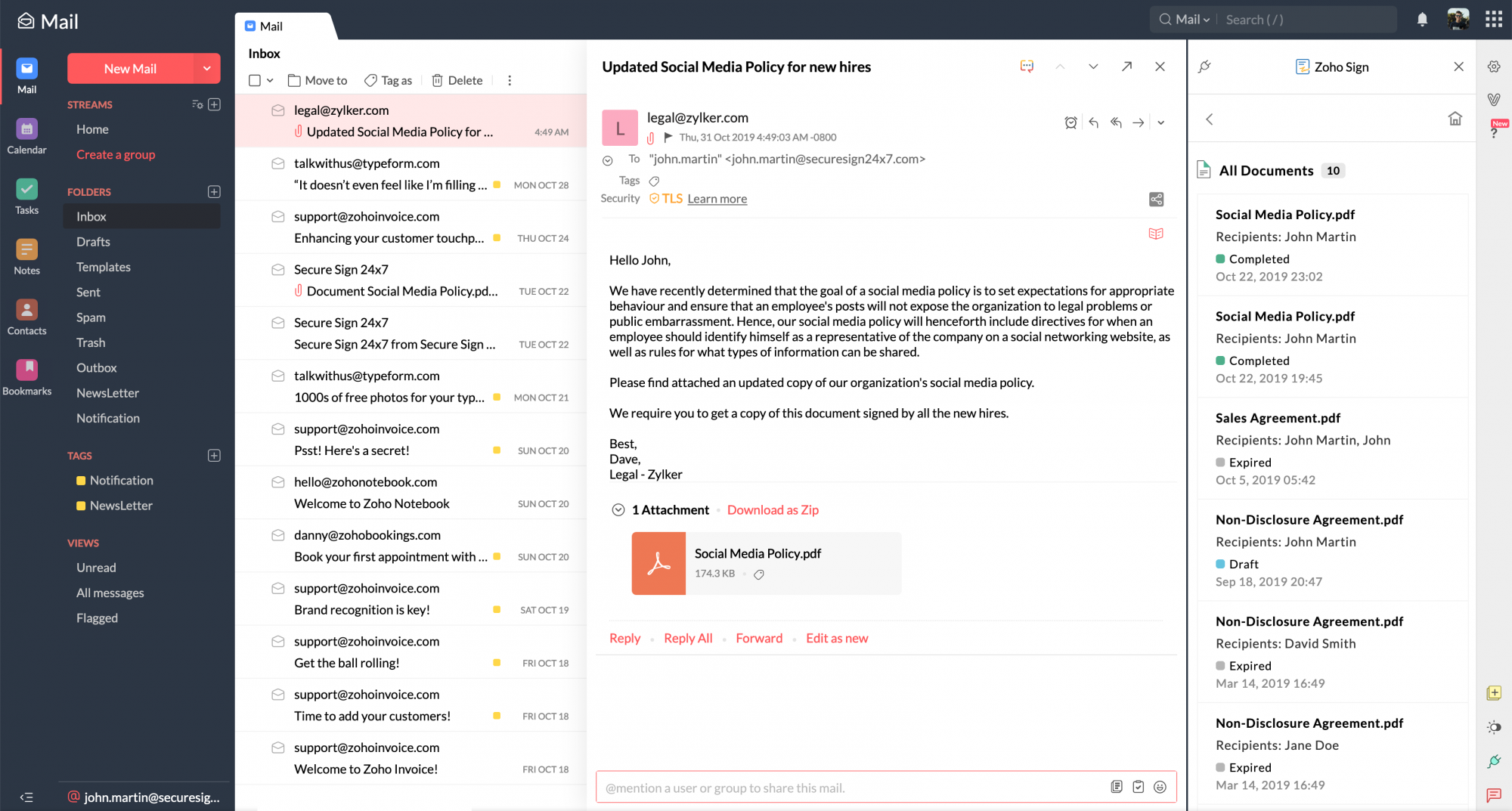 how to edit sent mail in zoho
