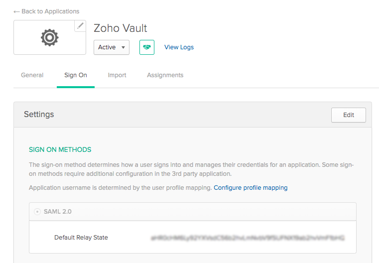 OKTA OneLogin SSO Integration Zoho Vault