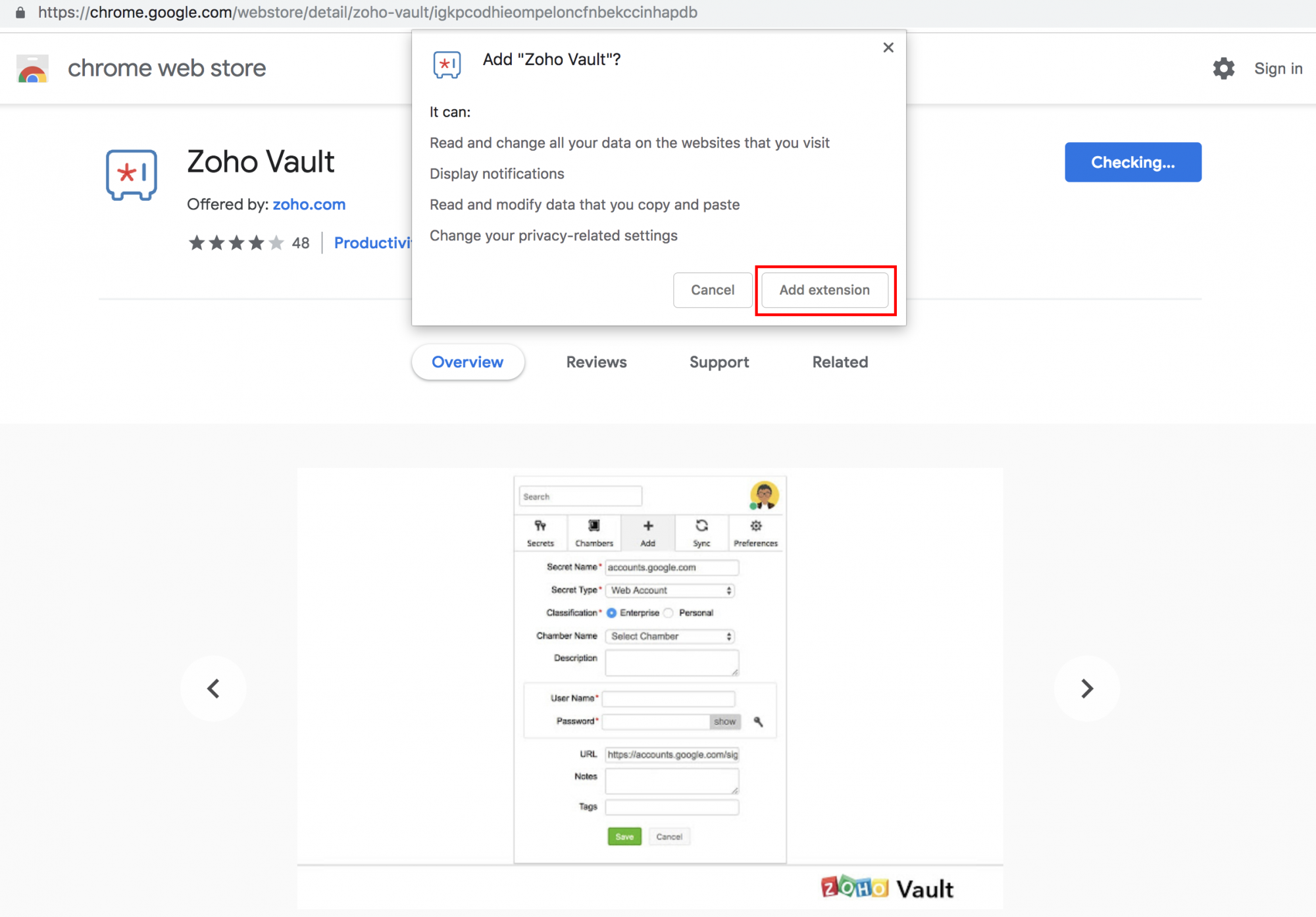 Zoho Vault Synchronize Passwords Through Browser Extension