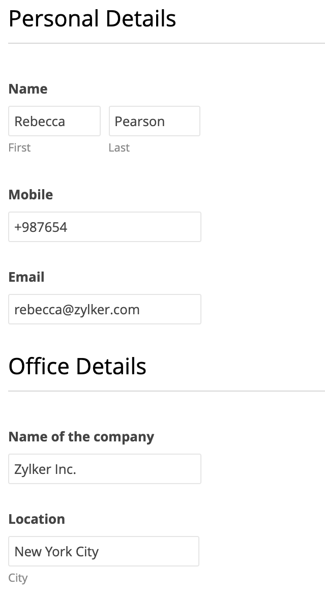 Section field example