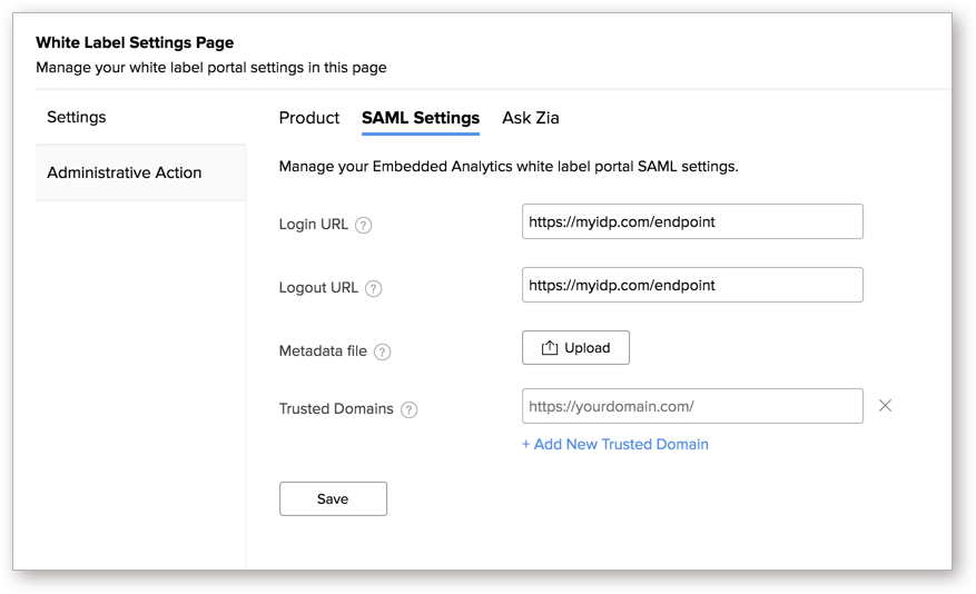 Customizing White Label Solutions Zoho Analytics Help