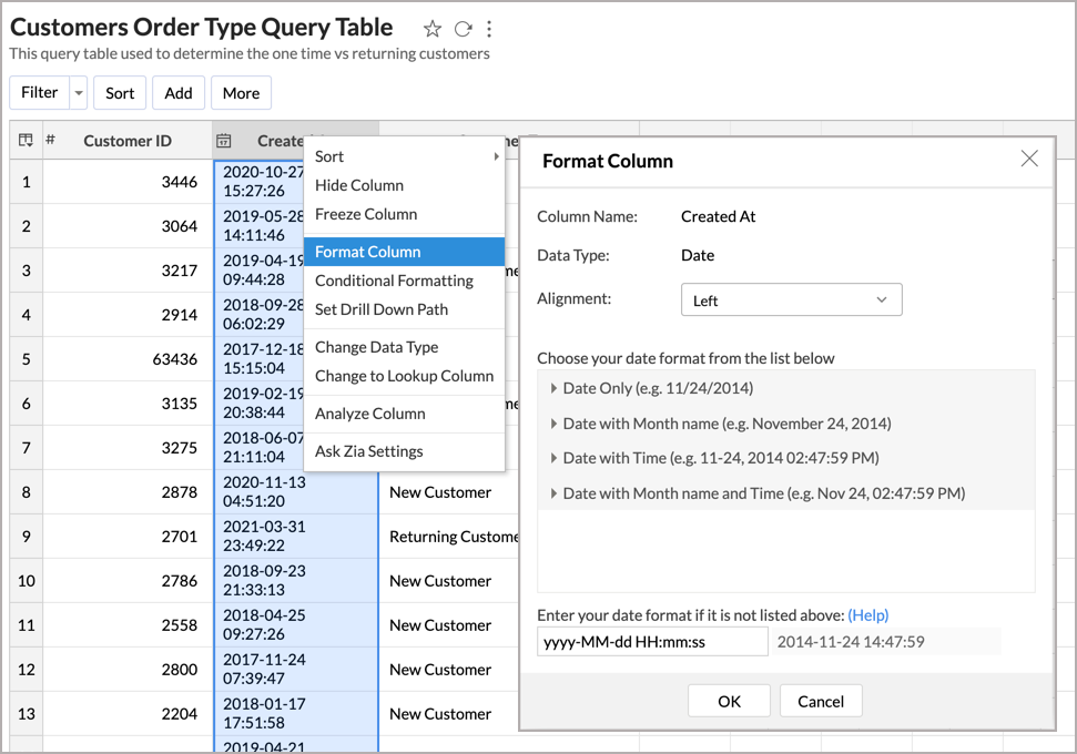 Query Table l Advanced Analytics Help