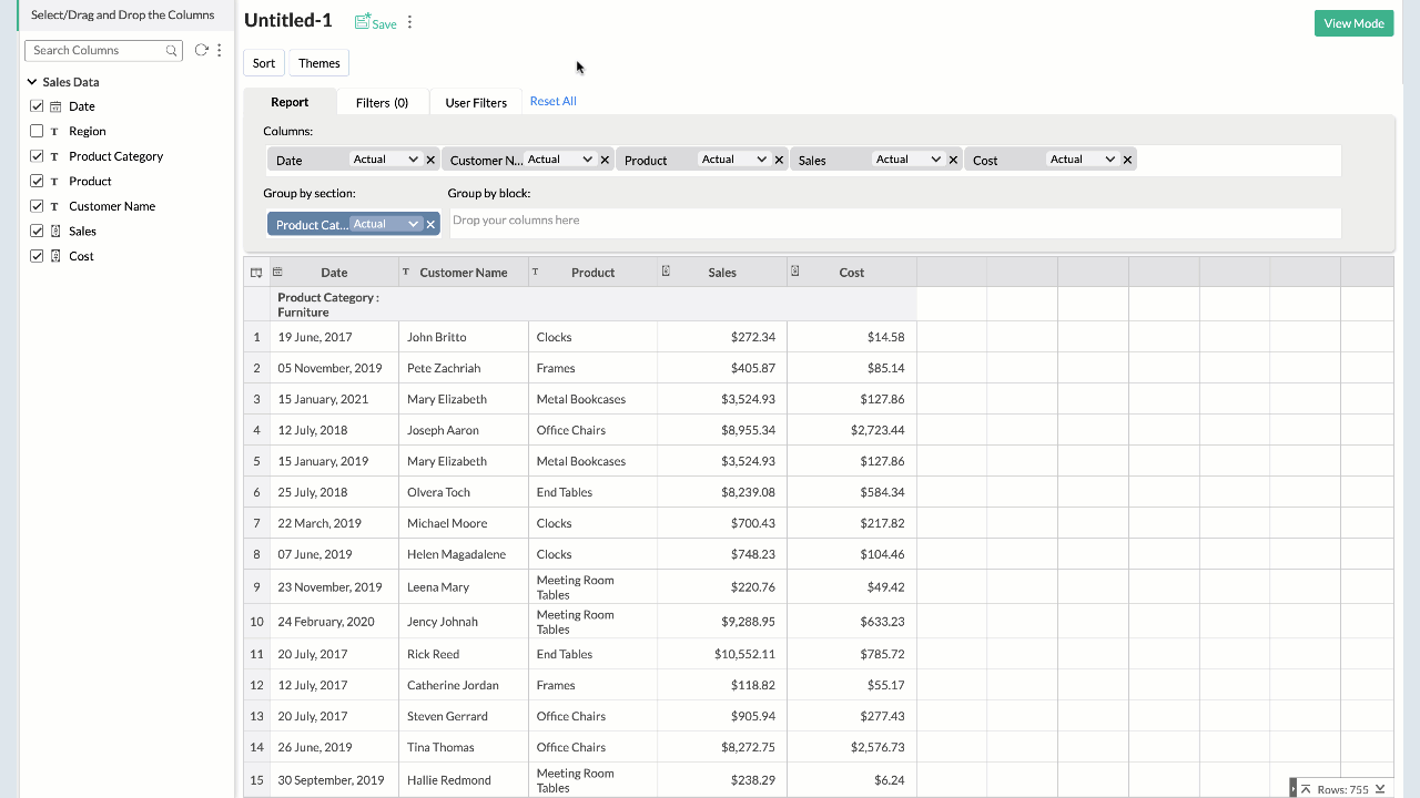 tabular view tabular view