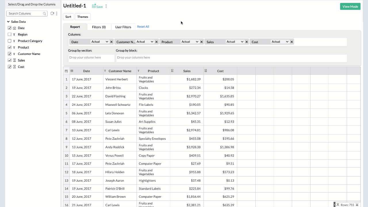 tabular view tabular view