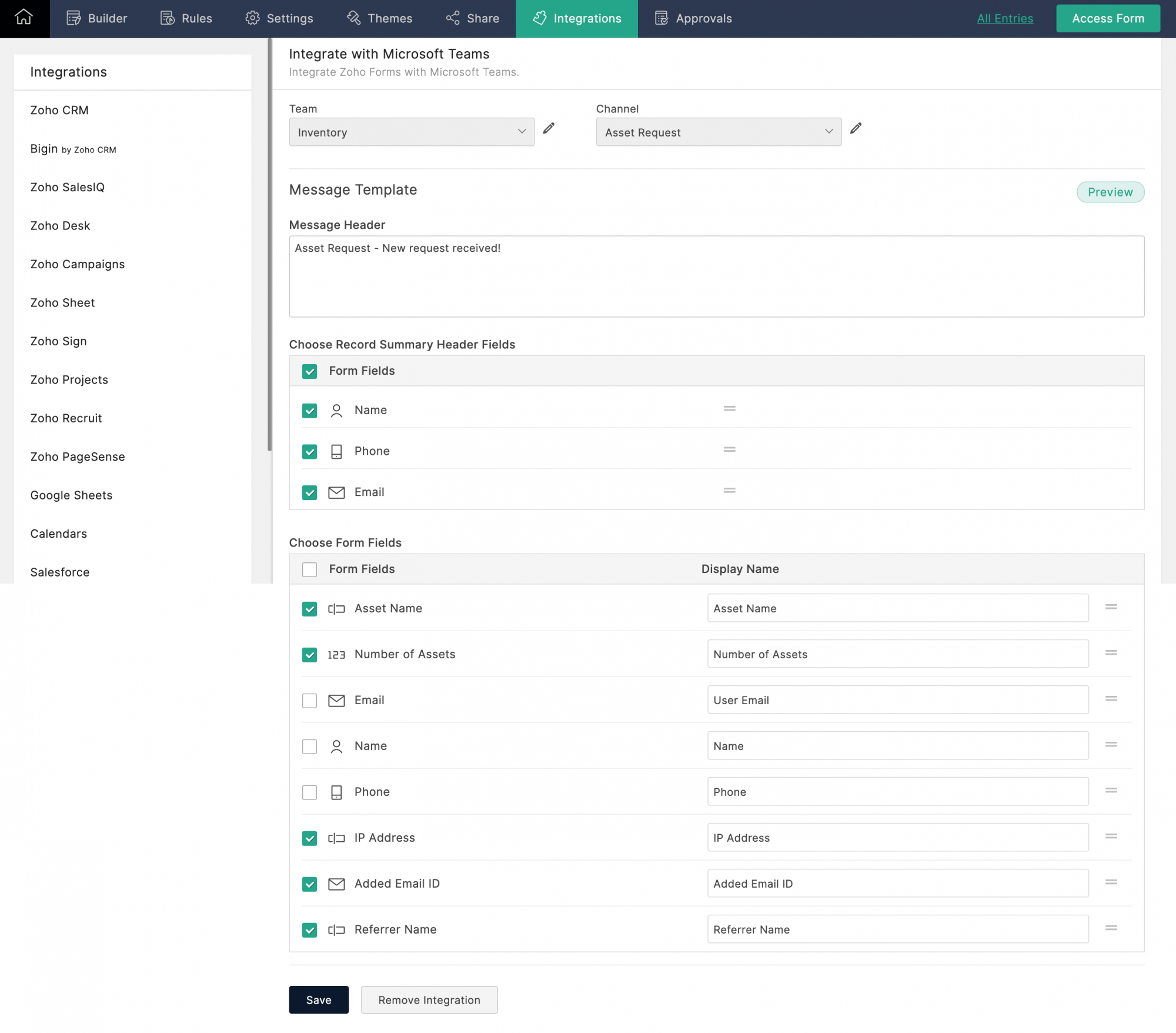 Microsoft Teams Integration setup