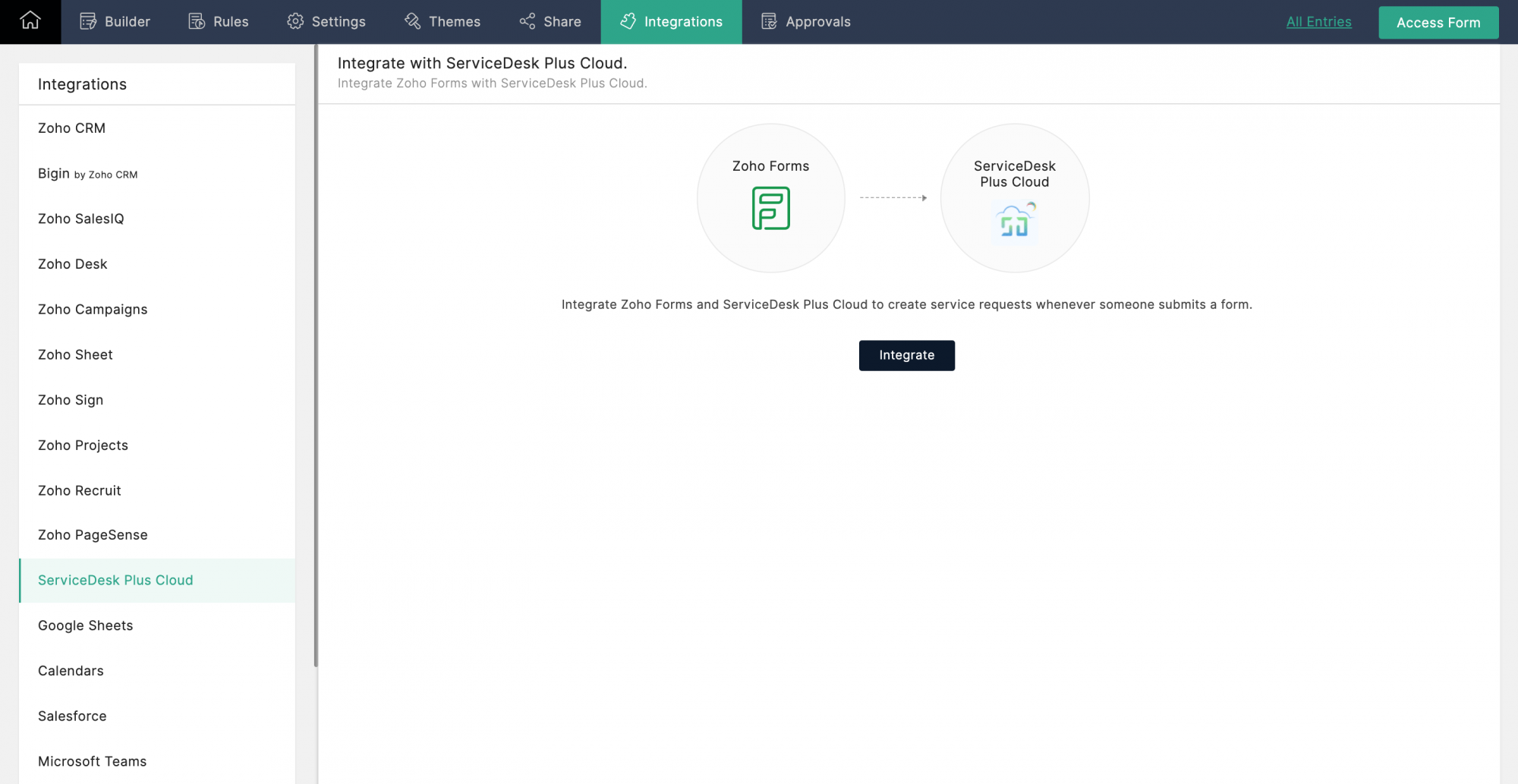 ServiceDesk Plus Cloudへのナビゲーション