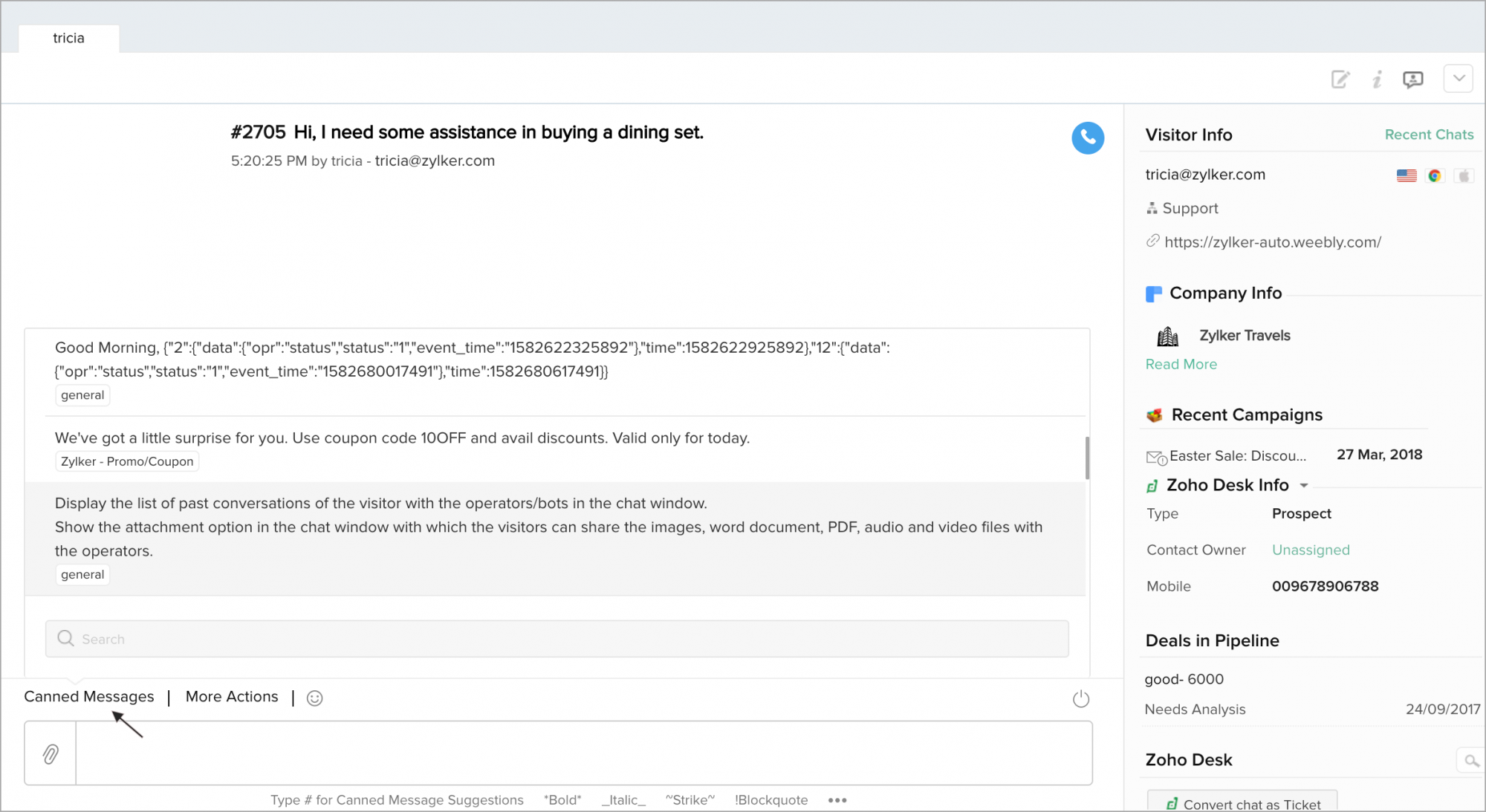 Effectively use the Canned responses During chat