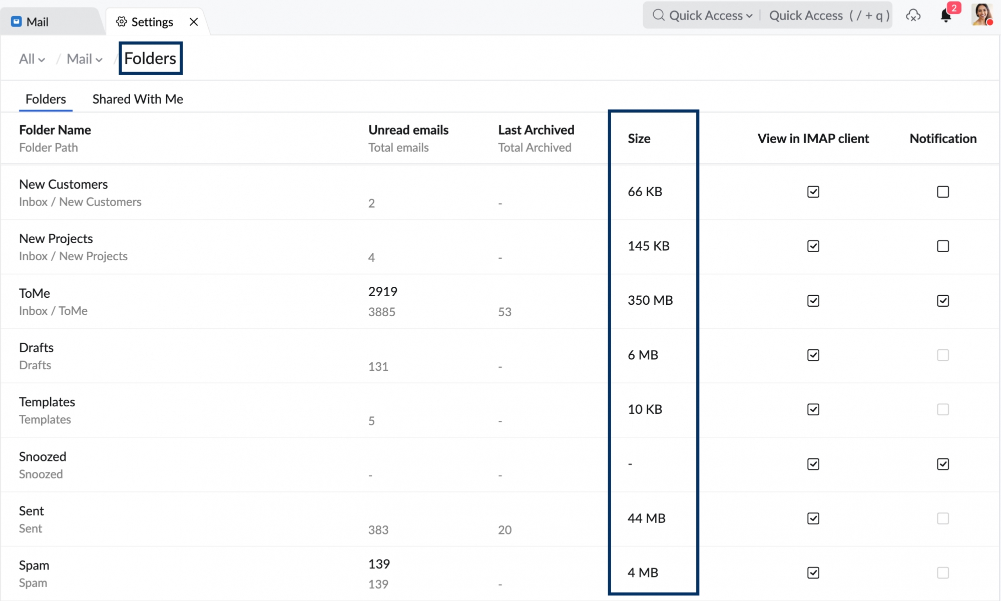 Manage Mailbox Storage